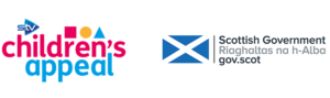 From left to right are the logos for STV Children's Appeal and Scottish Government.