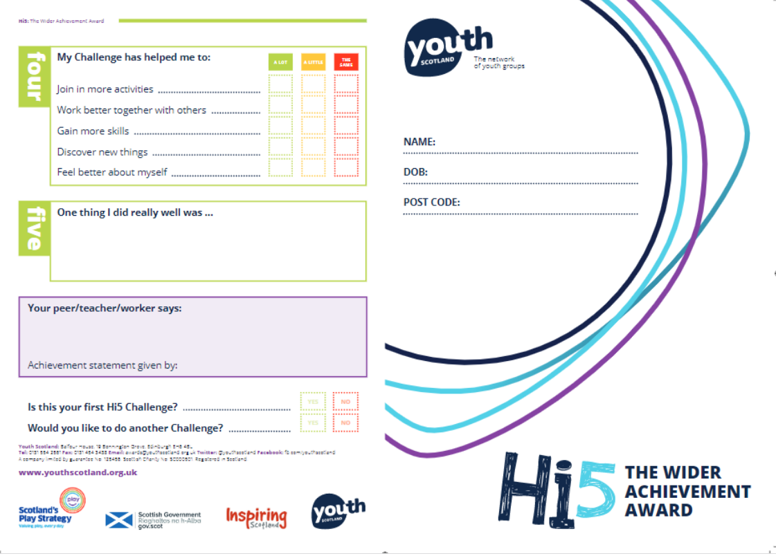 Hi5 & Dynamic Youth Awards Introductory Training Youth Scotland