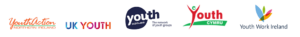 The logos for Youth Action Northern Ireland, UK Youth, Youth Scotland, Youth CYMRU, and Youth Work Ireland are arranged left to right.