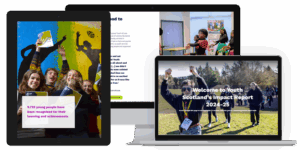 Pages from Youth Scotland's Impact Report shown on multiple devices