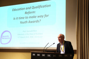 Prof. Ken Muir speaks at the Awards Network event in the Royal Society of Edinburgh